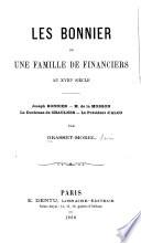 Les Bonnier, ou, Une Famille de financiers au XVIIIe siècle