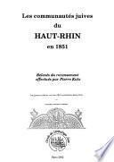 Les communautés juives du Haut-Rhin en 1851