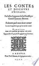 Les Contes et discours d'Eutrapel par le feu Seigneur de la Herissaye... (Noël Du Fail. Sonnet de Pibareil)