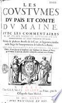 Les coustumes du païs et comté du Maine