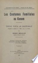 Les coutumes familiales au Kanem