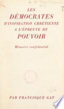 Les démocrates d'inspiration chrétienne à l'épreuve du pouvoir