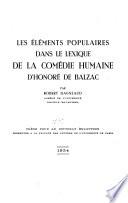 Les éléments populaires dans le lexique de la Comédie humaine d'Honoré de Balsac