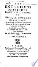 Les entretiens physiques d'Ariste et d'Eudoxe
