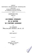Les Formes syriaques de la matière de l'histoire lausiaque