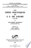 Les Idées politiques de J.L. de Lolme (1741-1806).