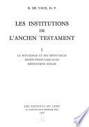 Les institutions de l'Ancien Testament