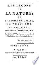 Les Leçons de la nature ou l'histoire naturelle, la physique et la chimie
