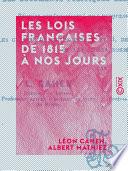 Les Lois françaises de 1815 à nos jours