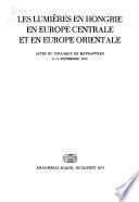 Les lumières en Hongrie, en Europe centrale et en Europe orientale