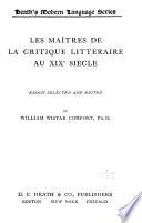 Les maîtres de la critique littéraire au xixe siècle