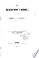 Les mathématiques en Belgique en 1872