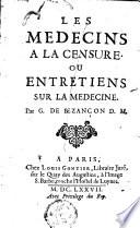 Les medecins a la censure