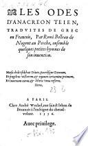 Les Odes ¬D'¬Anacreon ¬Teien