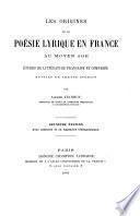 Les origines de la poésie lyrique en France au Moyen âge