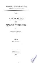 Les parlers du Marais Vendéen: Atlas linguistique