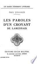 Les Paroles d'un croyant de Lamennais