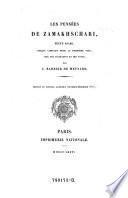 Les pensees de Zamakhschari, texte Arabe, publ