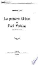 Les Premières éditions de Paul Verlaine
