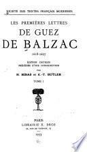 Les premières lettres de Guez de Balzac, 1618-1627