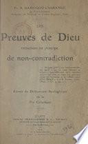 Les preuves de Dieu rattachées au principe de la non-contradiction