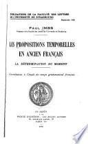 Les propositions temporelles en ancien français