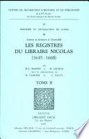 Les Registres du Libraire Nicolas (1645-1668)