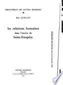 Les relations humaines dans l'œuvre de Saint-Exupéry