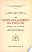 Les sciences de la politique aux Etats-Unis