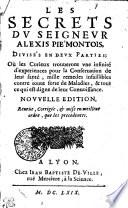 LES SECRETS DV SEIGNEVR ALEXIS PIÉMONTOIS