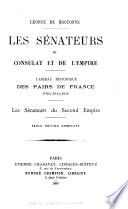 Les sénateurs, du consulat et de l'empire