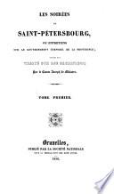 Les soirées de Saint-Pétersbourg, ou Entretiens sur le gouvernement temporel de la providence