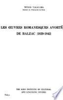 Les œuvres romanesques avortées de Balzac (1829-1842).