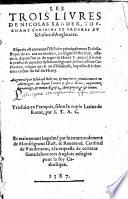 Les trois livres de Nicolas Sander, touchant l'origine et progrès du schisme d'Angleterre
