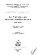 Les vies anciennes de sainte Geneviève de Paris