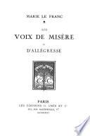 Les voix de misère et d'allégresse