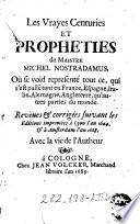 Les vrayes centuries et propheties ...