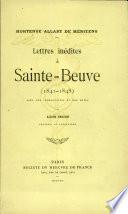 Letters indedites a Sainte Beuve