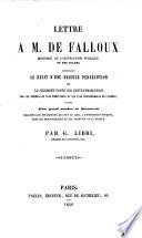 Lettre à m. de Falloux, ministre de l'instruction publique et des cultes, contenant le récit d'une odieuse persécution