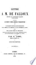 Lettre à M. de Falloux, ministre de l'instruction publique et des cultes