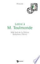Lettre à M. Toulmonde