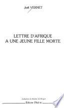 Lettre d'Afrique à une jeune fille morte