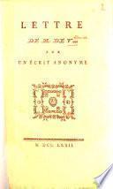 Lettre de M. de Voltaire sur un écrit anonyme