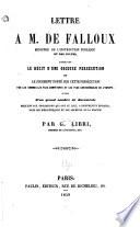 Lettre de M. Libri à M. Barthélemy Saint-Hilaire, administrateur du Collège de France