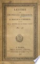 Lettre de Stanislas Girardin sur la mort de J.-J. Rousseau