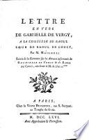 Lettre en vers de Gabrielle de Vergy à la Comtesse de Raoul soeur de Raoul de Coucy