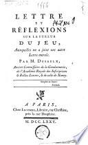 Lettre et réflexions sur la fureur du jeu, auxquelles on a joint une autre lettre morale