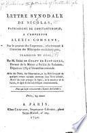 Lettre synodale de Nicolas, patriarche de Constantinople