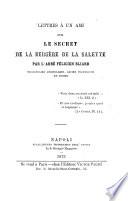 Lettres à un ami sur le secret de la Bergère de La Salette par Félicien Bliard