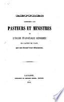 Lettres adressées aux Pasteurs et Ministres de l'Eglise Évangélique Reformée du Canton de Vaud, qui ont donné leur démission